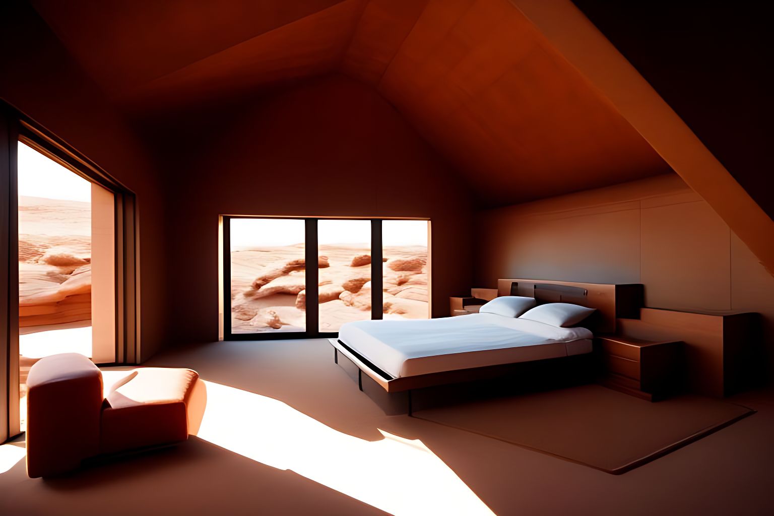 darrylmason Frank Lloyd Wrightdesign underground bedroom, Cooper Pedy