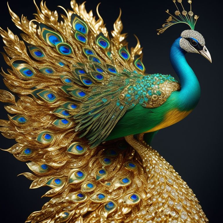 bestyak190 Magical king peacock wearing expensive jewelry that is magnificent, incredibly