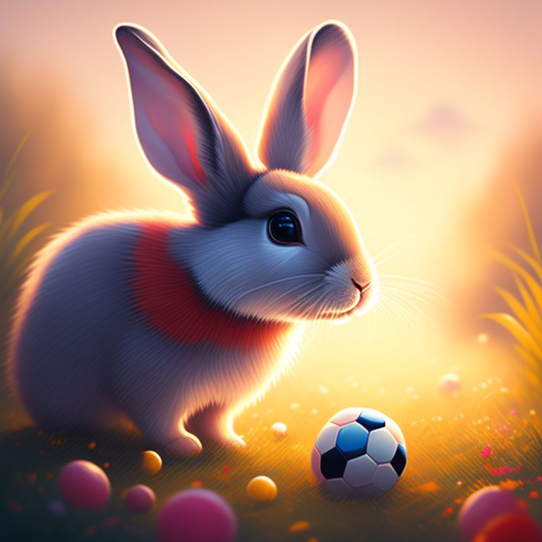 neko_art Cute rabbit playing football