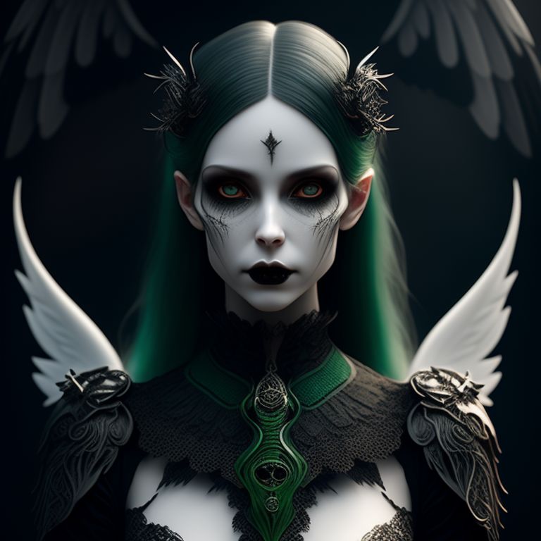 greendove736 pale, female, completely white eyes, white hair