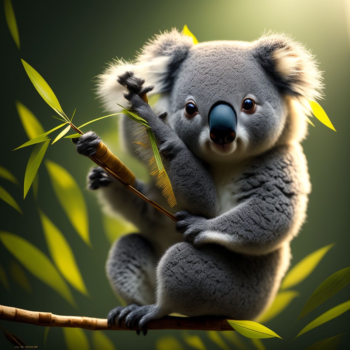 exotichare177 A koala eating bamboo sushi.