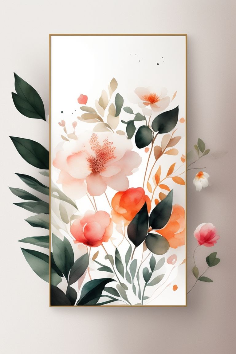 pettyjackal692 Wall art Watercolor minimalism abstract floral