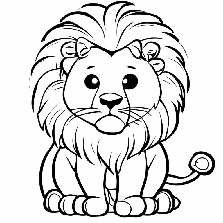 samegoose624 cute lion, very white background, children's coloring