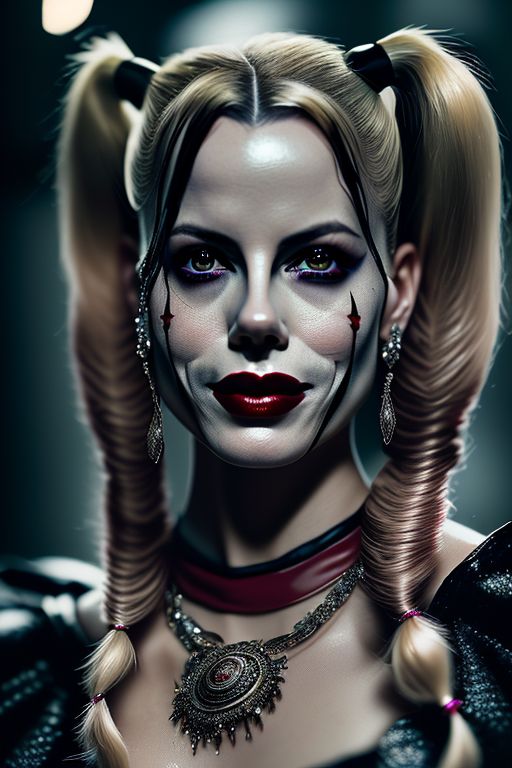 Naglauamorda Analog style Harley Quinn Kate Beckinsale, face, 8k, very