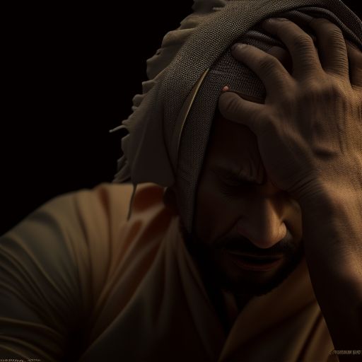 AmigoJC King David, crown on his head, head down, scream, typical image of the year 1200 a. C