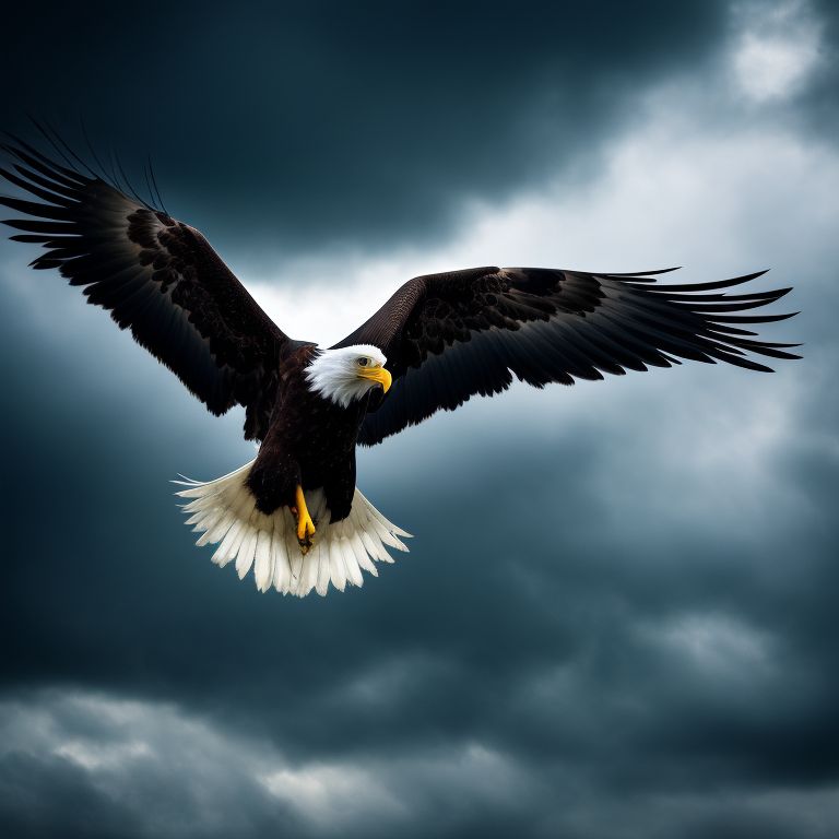 Eagle Flying In The Storm