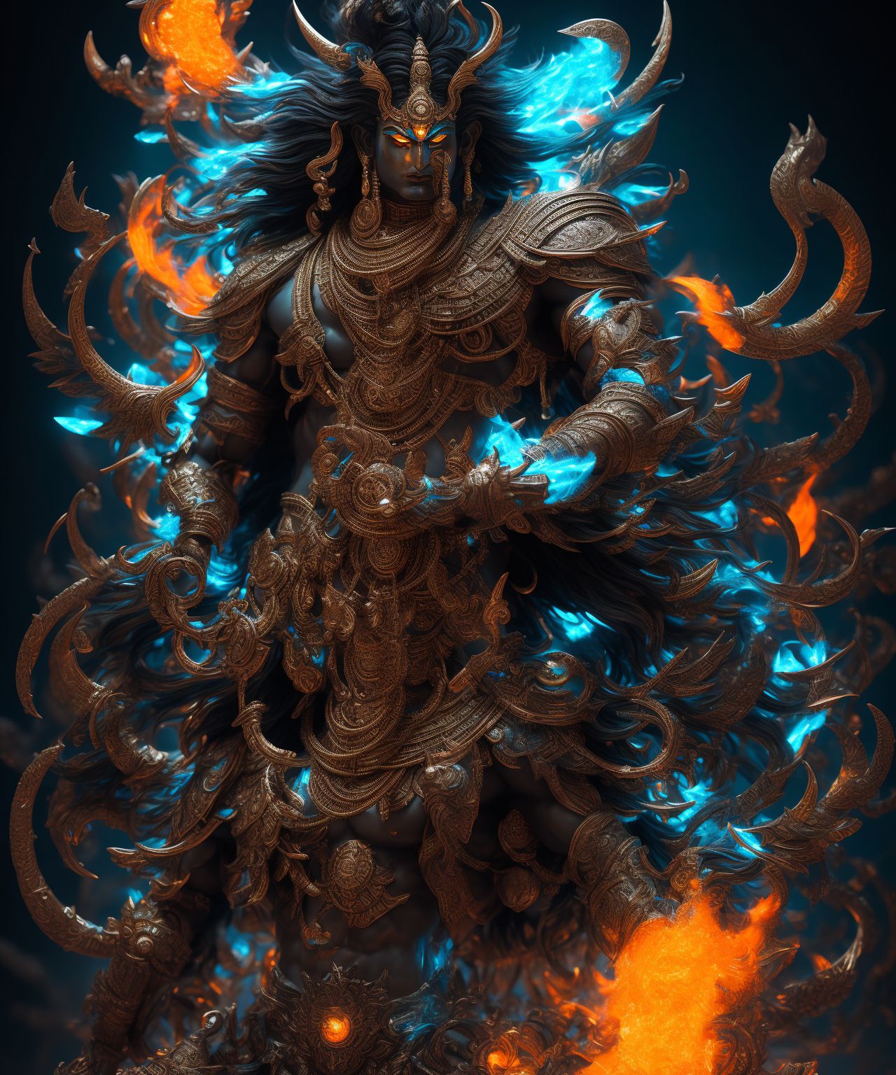 bluenocture Lord Shiva the destroyer,full body, highly detailed