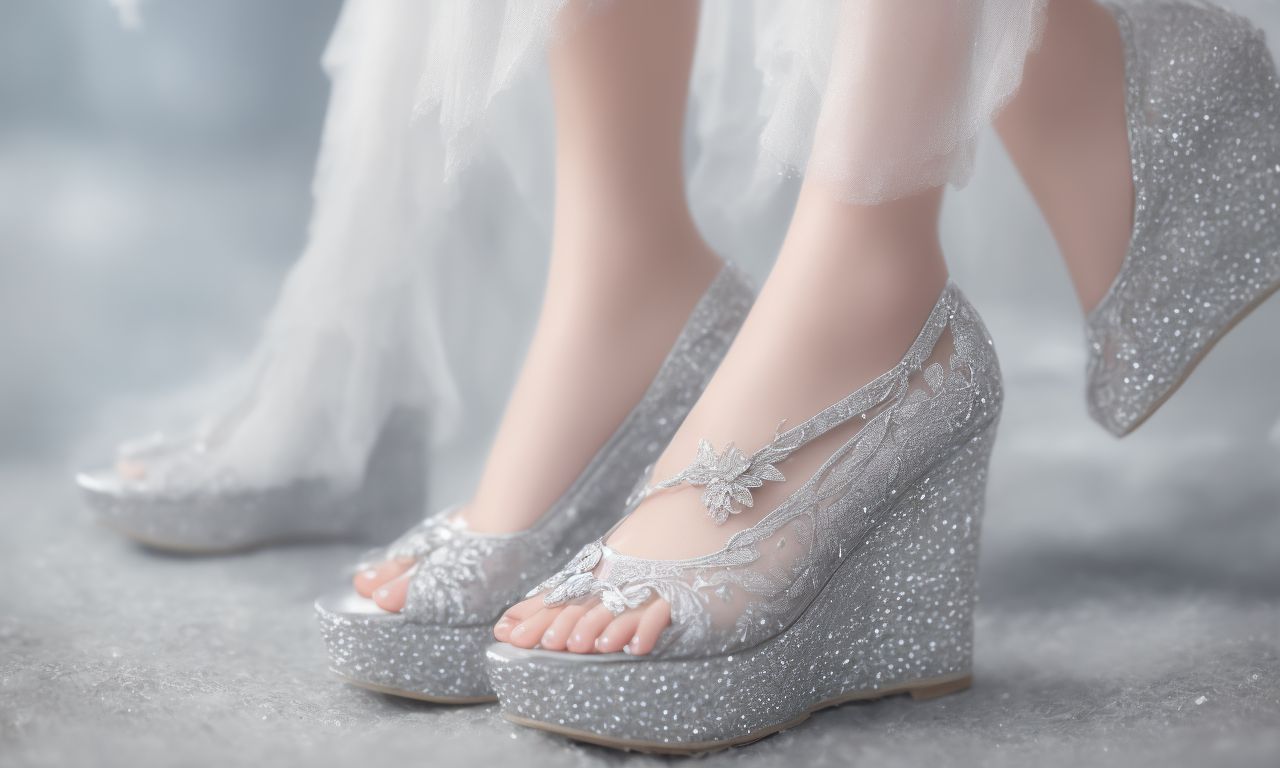 prettyfish855 a girl wearing a pair of elegant platform wedges made