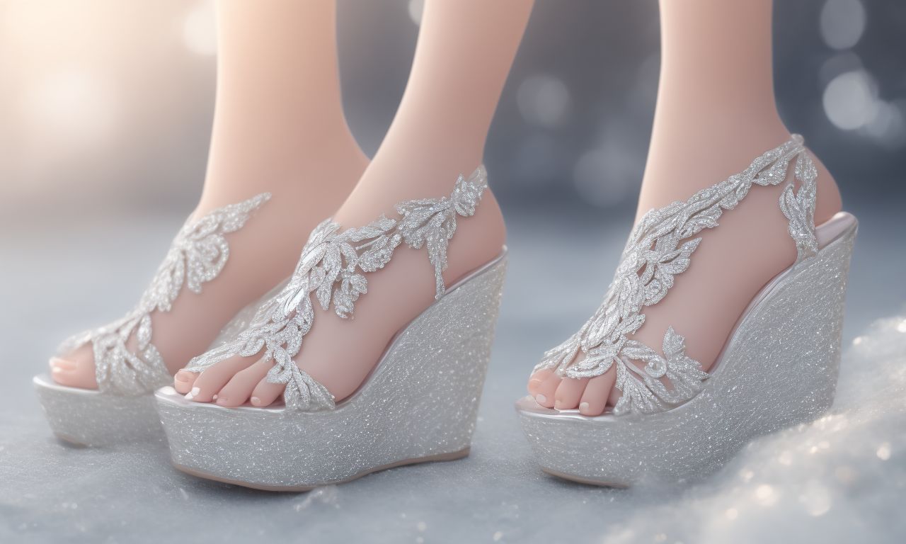 prettyfish855 a girl wearing a pair of elegant platform wedges made