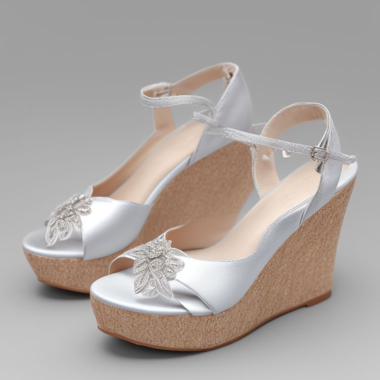 prettyfish855 platform wedges, silver, silk, diamonds
