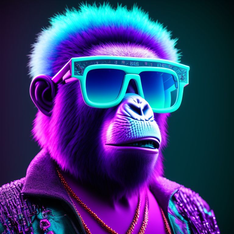 tinykouprey551 purple 3d bored ape with scarce and torqouise