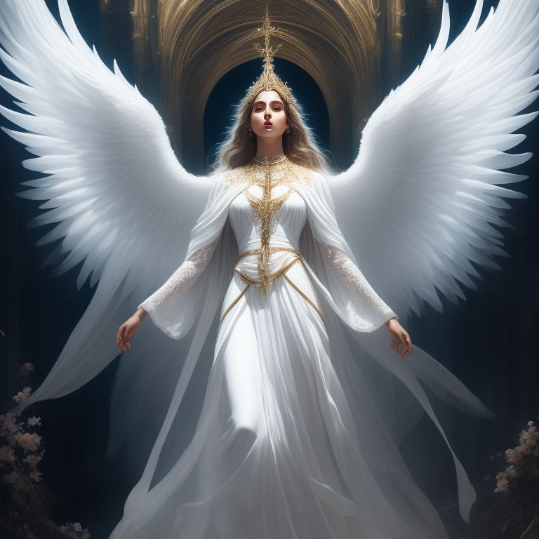 eeic456 Beautiful of jophiel archangel beauty of god white dress with white robe