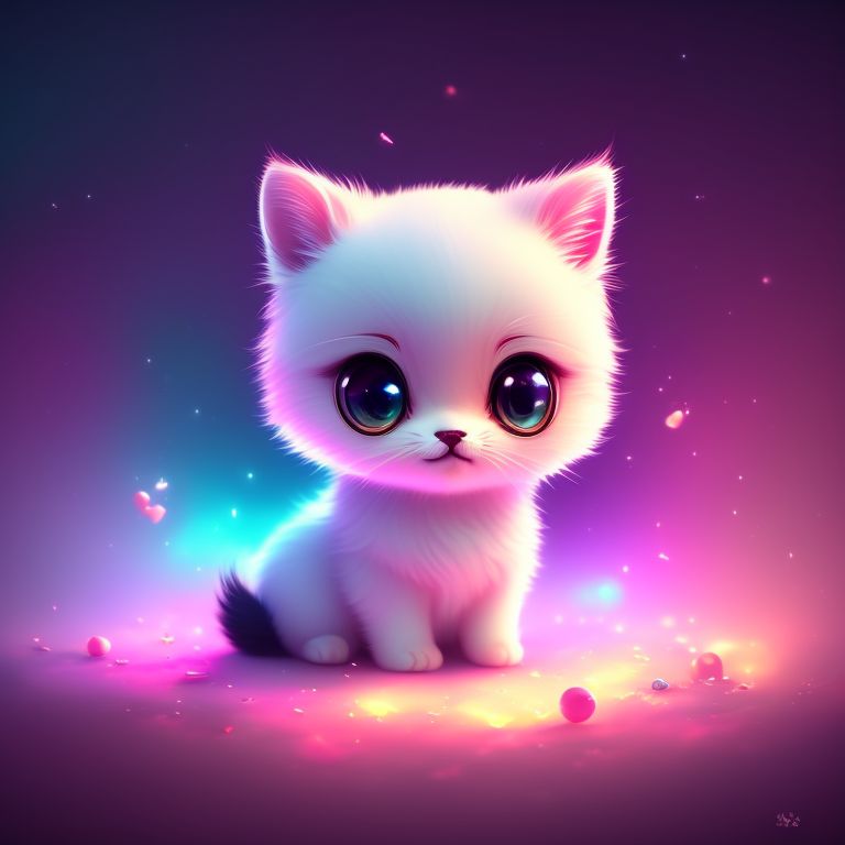 pettycrane82 Cute tiny cat, Chibi kawaii, Cuteness overload, Dramatic Lighting, Colorful
