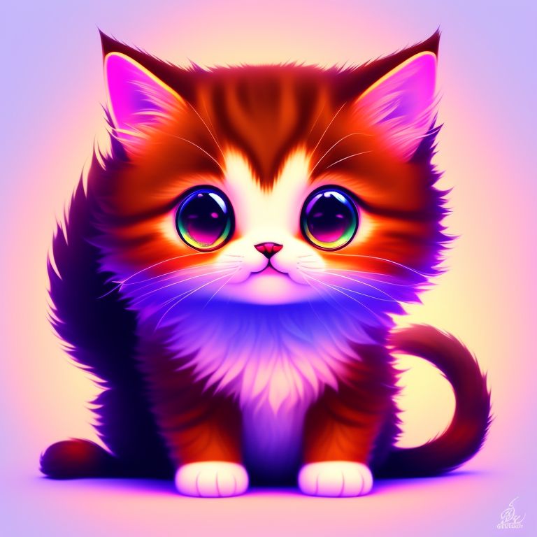 pettycrane82 Cute cat, Chibi kawaii, Cuteness overload, Dramatic Lighting, Colorful, Digital