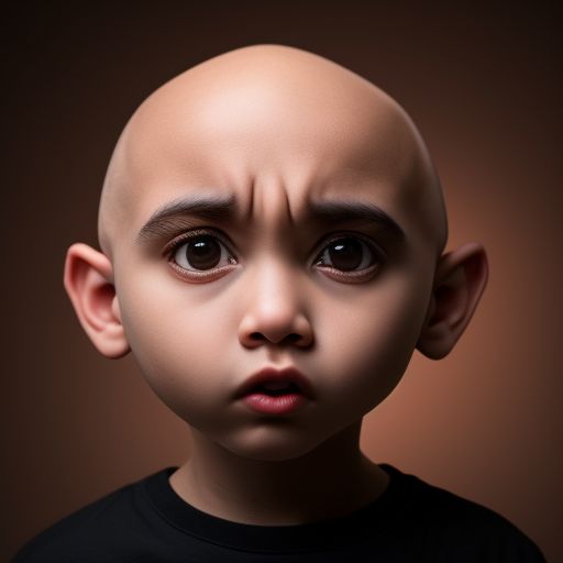 weepymule924 A close up of a young bald macrocephalic man with a huge