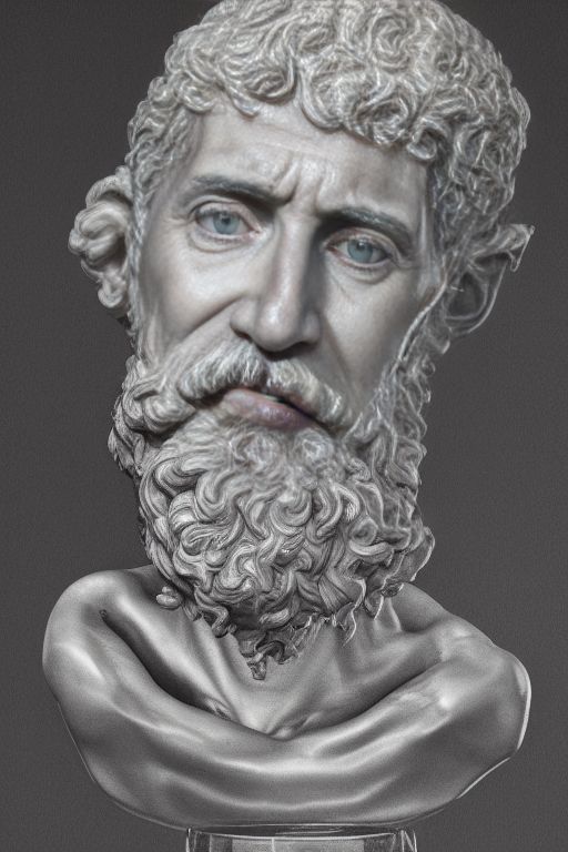 AmigoJC Arafed Statue of a man with a beard sitting on a bench, 8k