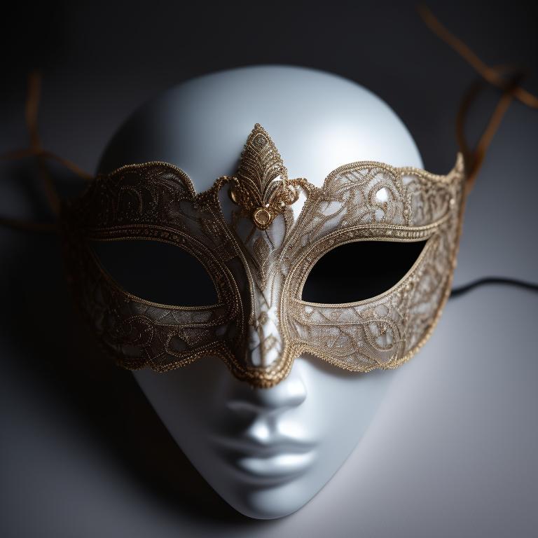 Jaya_Hess Masquerade Mask laying on a display, clearly visible in the