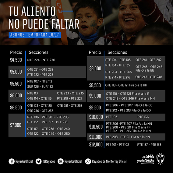 Afición de Rayados ya renueva abono 20162017 Sitio Oficial del Club