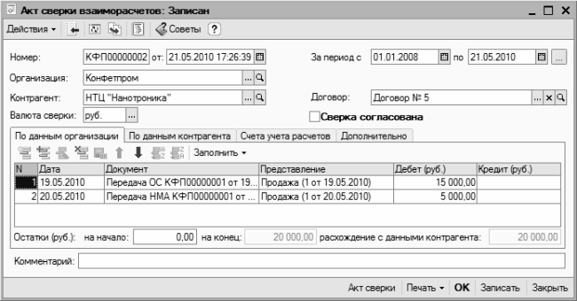 Акт сверки взаиморасчетов. 1С Бухгалтерия 8.2. Понятный самоучитель