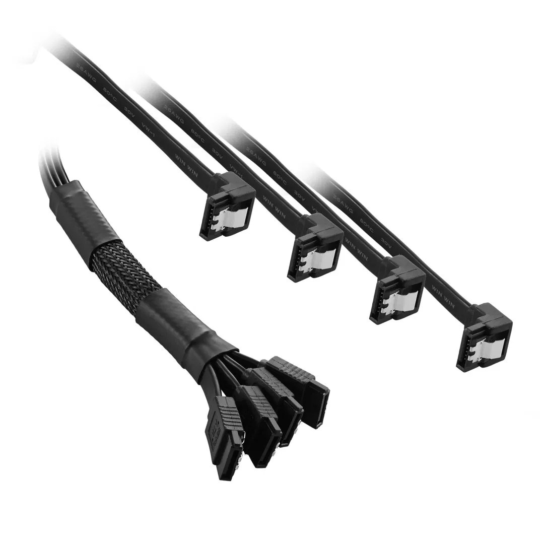 CableMod Basics Single Sleeve 4 x SATA3 MultiCable Black 45cm
