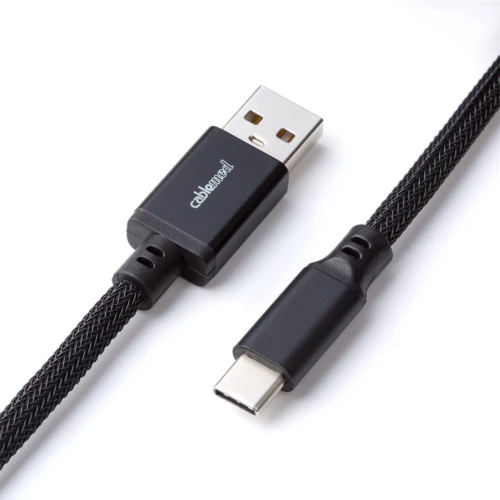 CableMod Pro Coiled Keyboard Cable (Midnight Black, USB A to USB Type C