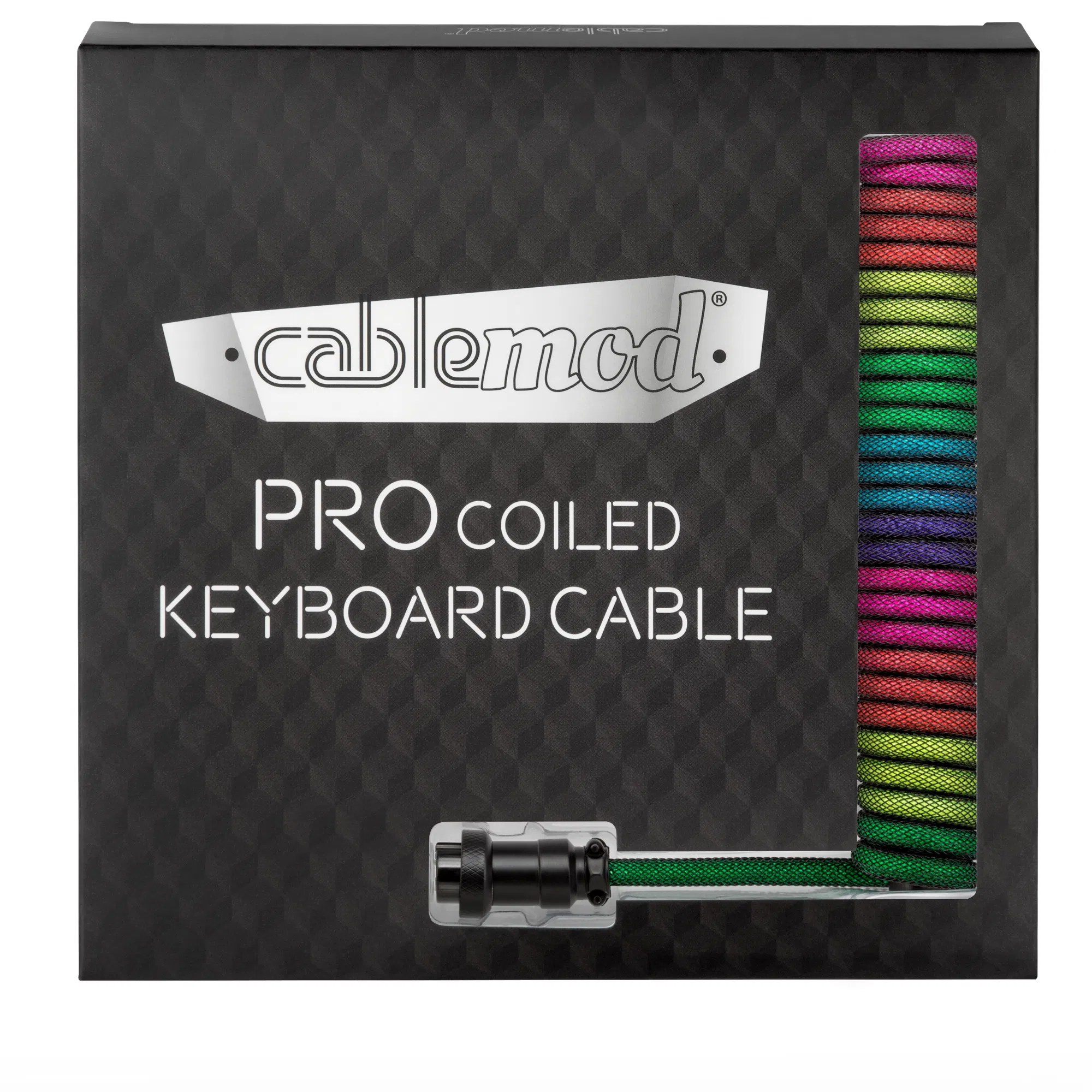 CableMod Pro Coiled Keyboard Cable (Dark Rainbow, USB A to USB Type C