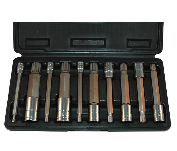 10 Pc. Extra Long Triple Square Spline Bit Socket Set
