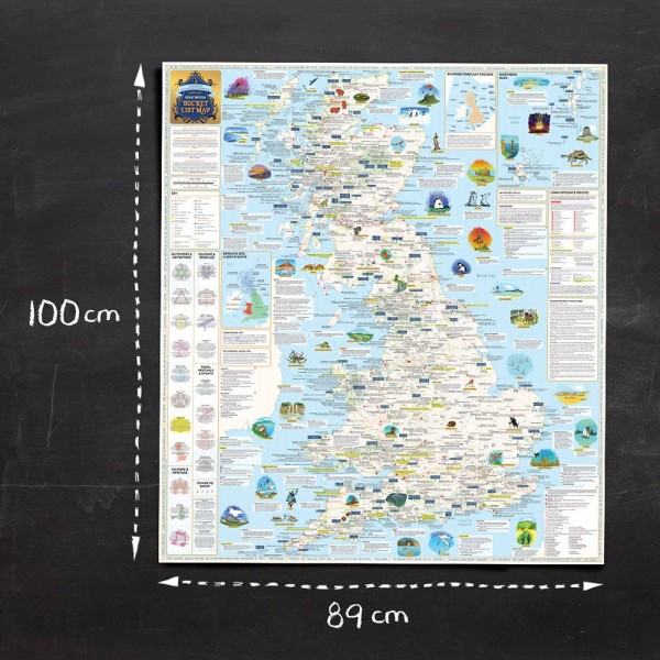 Solid Gold Great British Bucket List Map 1000 Places To See in