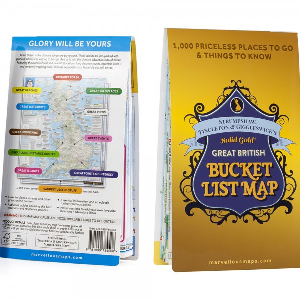 Solid Gold Great British Bucket List Map 1000 Places To See in