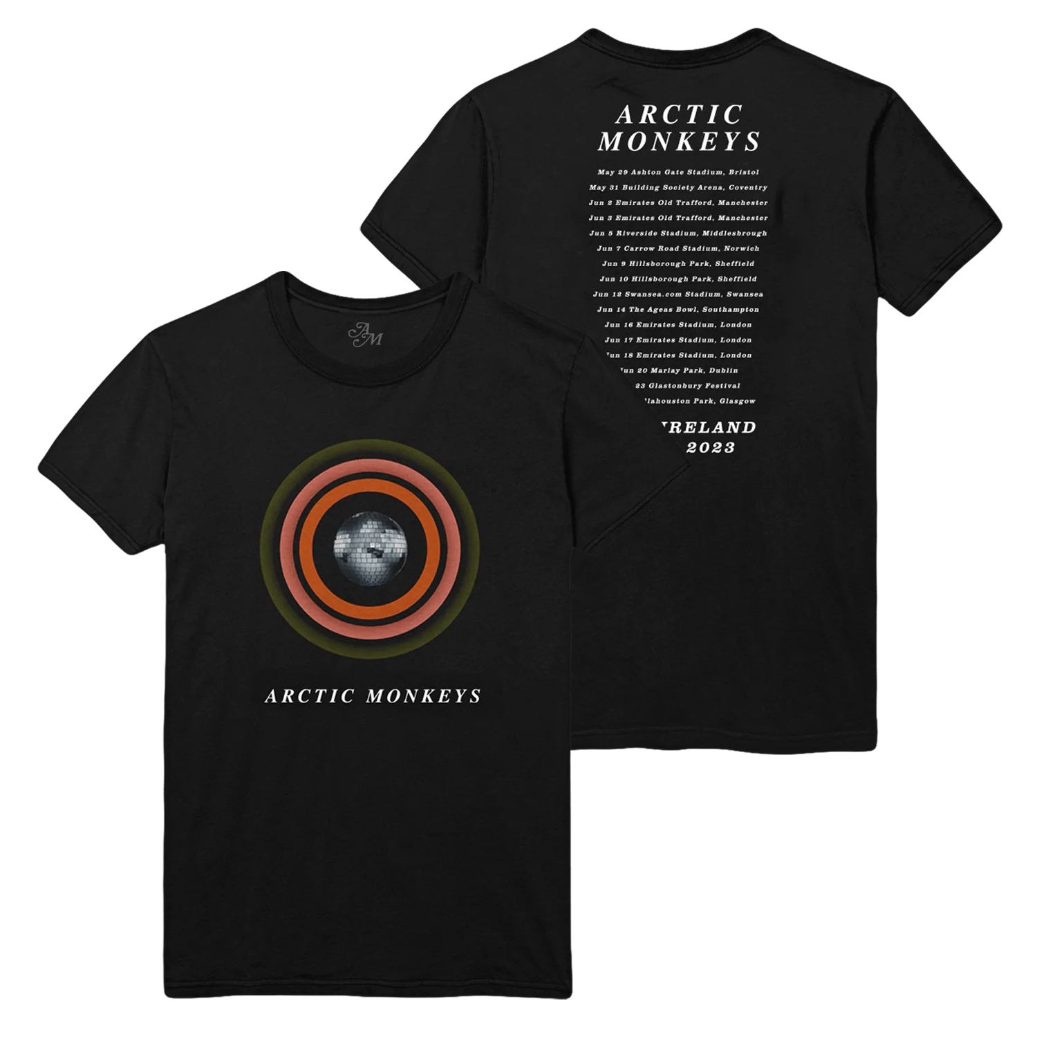 Concentric Mirrorball Tour 2023 Black TShirt Arctic Monkeys The