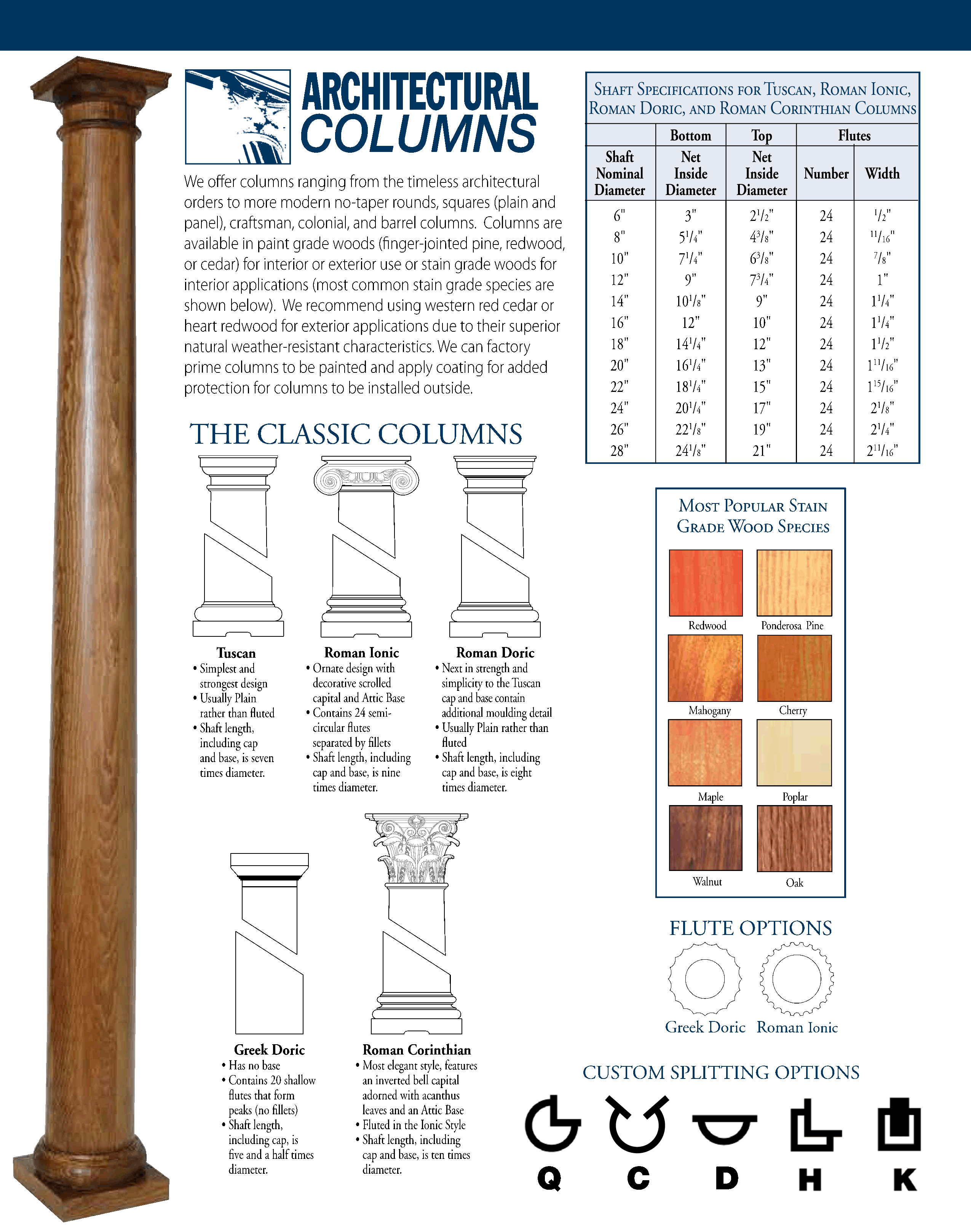 Architectural Load Bearing Stain Grade Columns