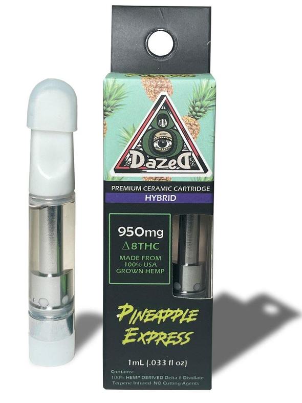 Dazed8 Delta 8 Vape Cartridge Pineapple Express [Hybrid] Branded Hemp Products