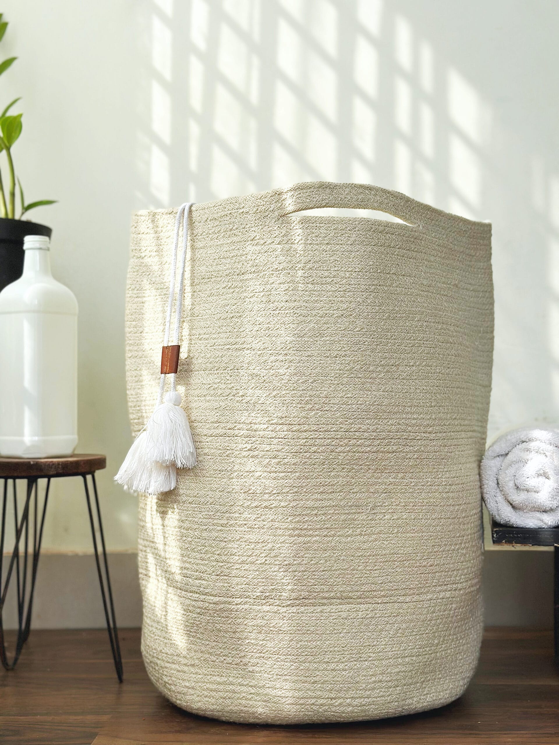 Woven Jute Laundry Basket (with inner lining) BOHO Bangladesh Store