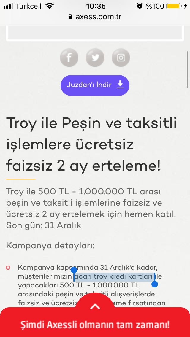 AXESS (JUZDAN) GENEL KAMPANYALAR (AXESS/WINGS/FREE/BANK'O) HAZİRAN 2024