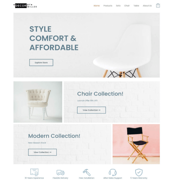 Ετήσιο hosting με προεγκατεστημένο Furniture Store