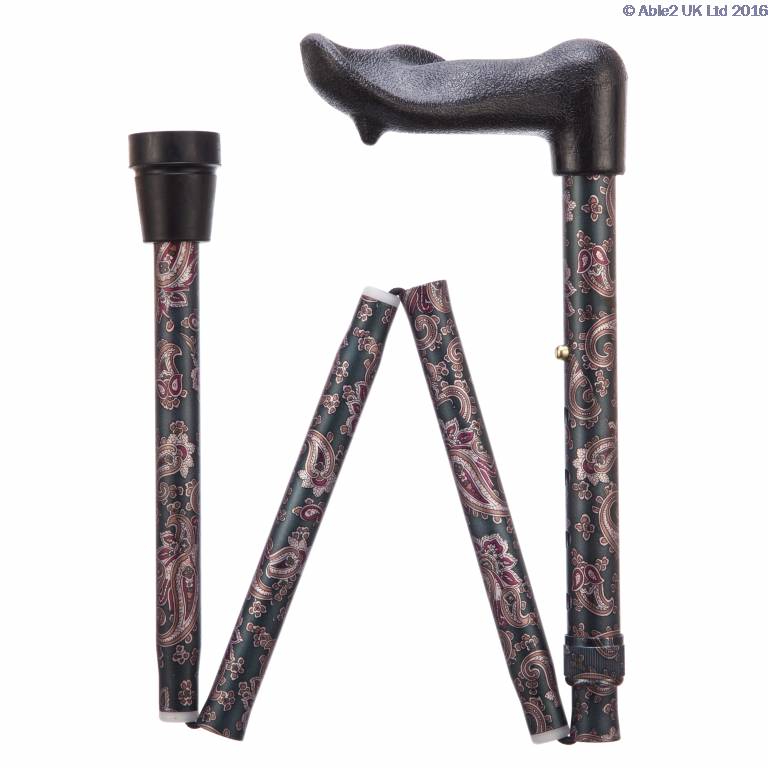 Arthritis Grip Cane Folding, adjustable, Right Handed Paisley