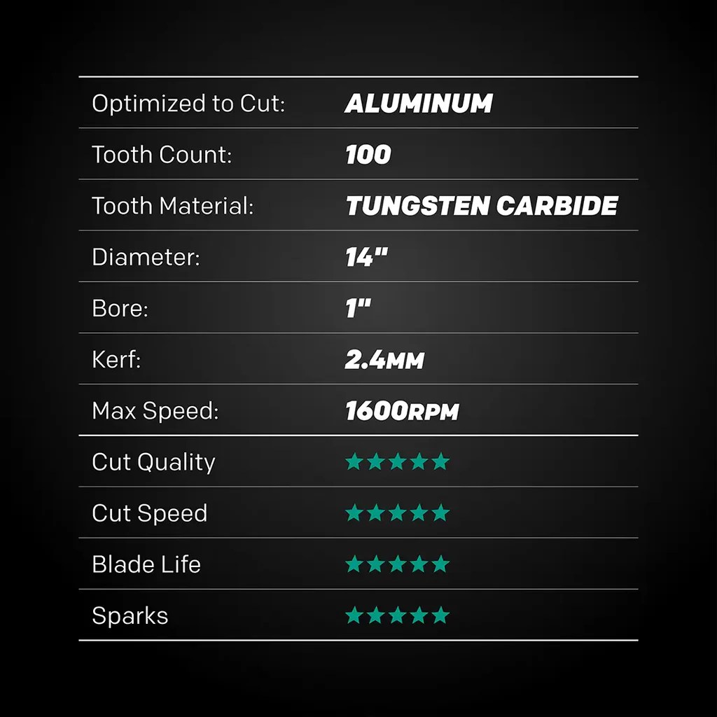 Evolution 14BLADEAL 14 in. 80T, 1 in. Arbor, Tungsten Carbide Tipped