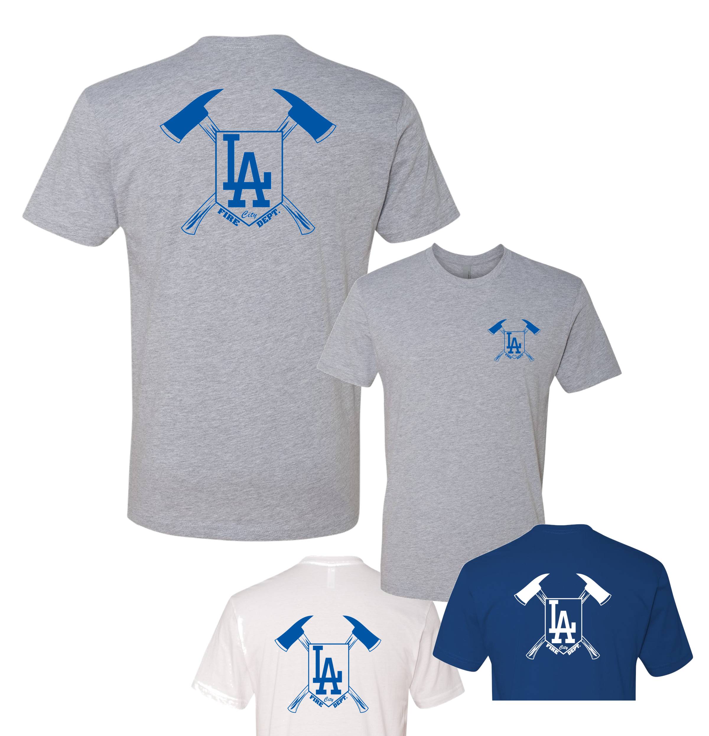 LA City Fire Dept. Dodger Blue Crossed Axes Tee Fire Attire