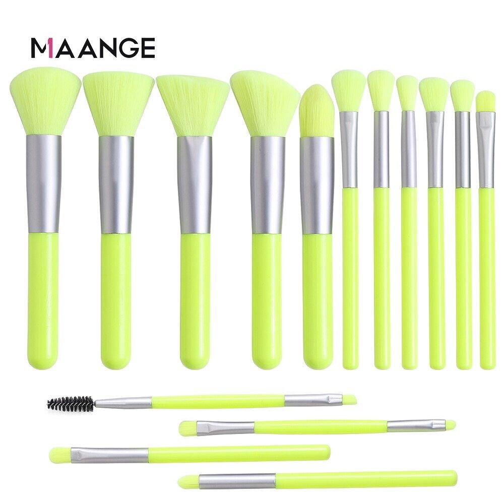 Maange Neon Green Brush Set15pcs Focallure