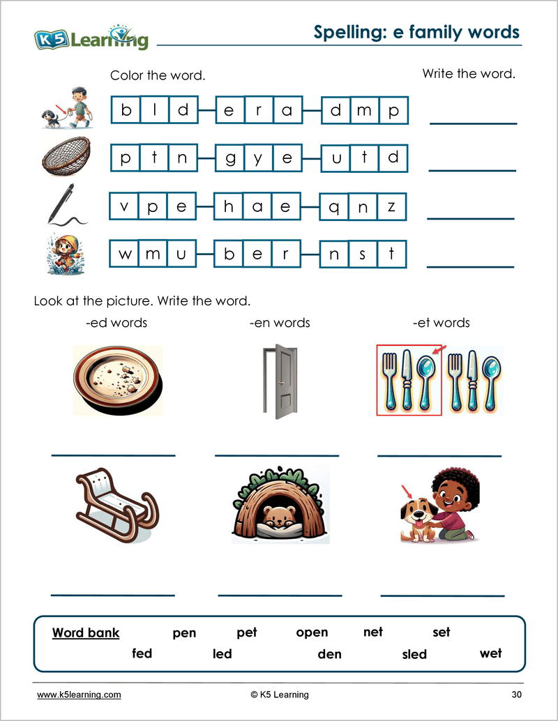 Kindergarten Spelling Workbook | K5 Bookstore