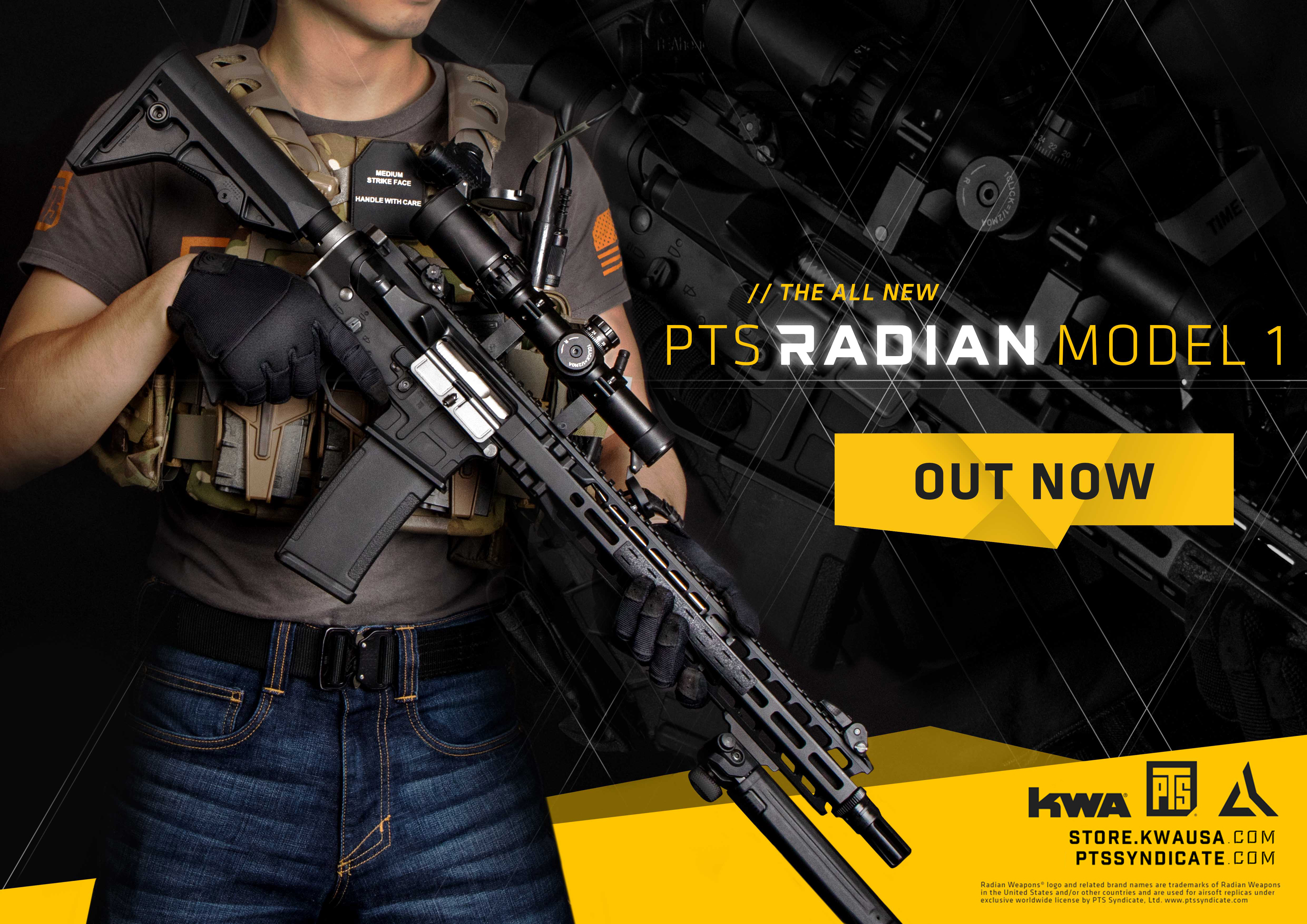 PTS Radian Model 1 Gas Blow Back Airsoft Rifle KWA Loadout