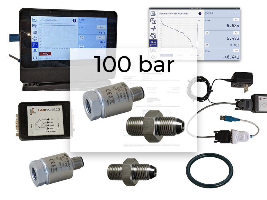 Complete absolute pressure measuring set, 100 bar LABINTEGRATION