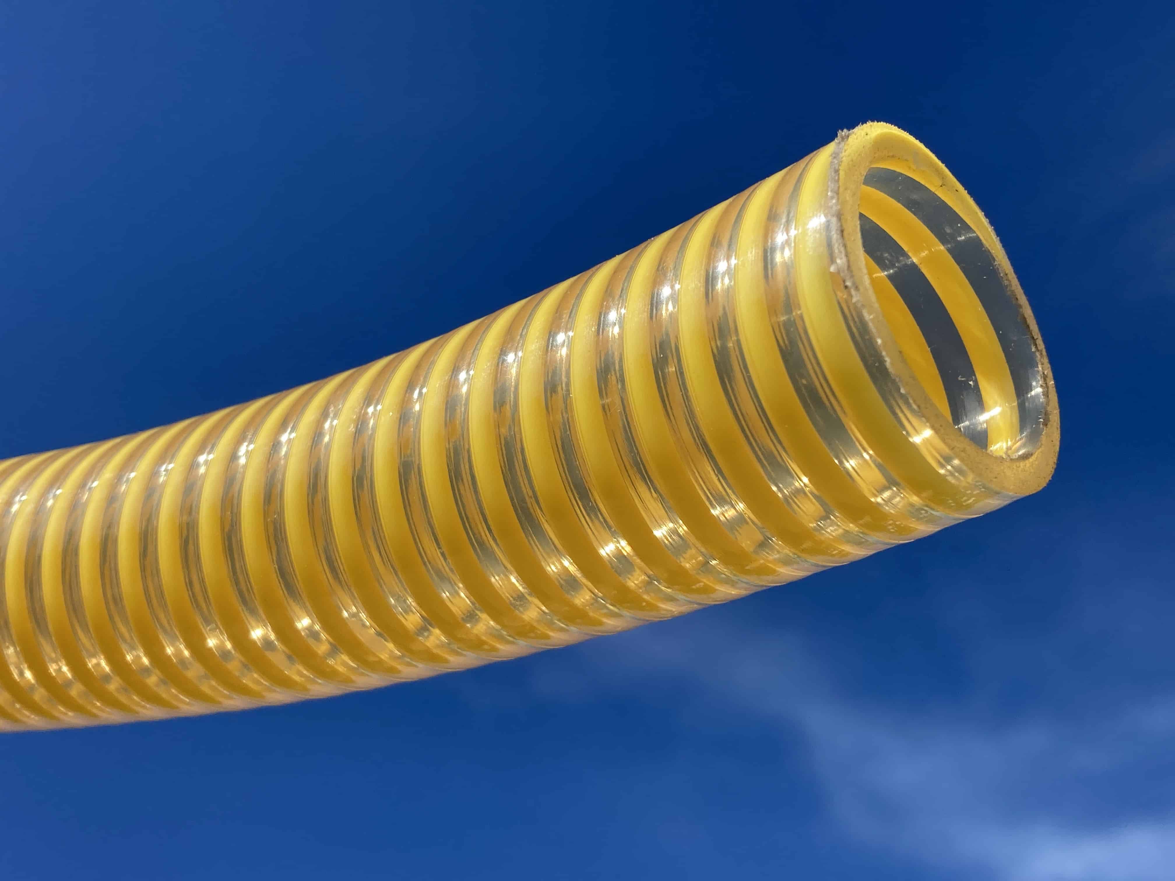 100 Foot Roll of Yellow/Clear Spiral 1 1/4″ ID Air Seeder Hose (Long