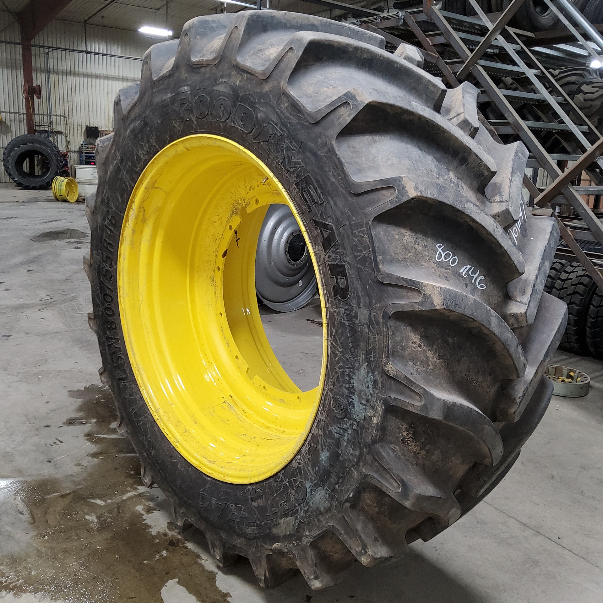 Used800/55R46 Goodyear Farm DT830 Optitrac R1W on Spun Disc Sprayer