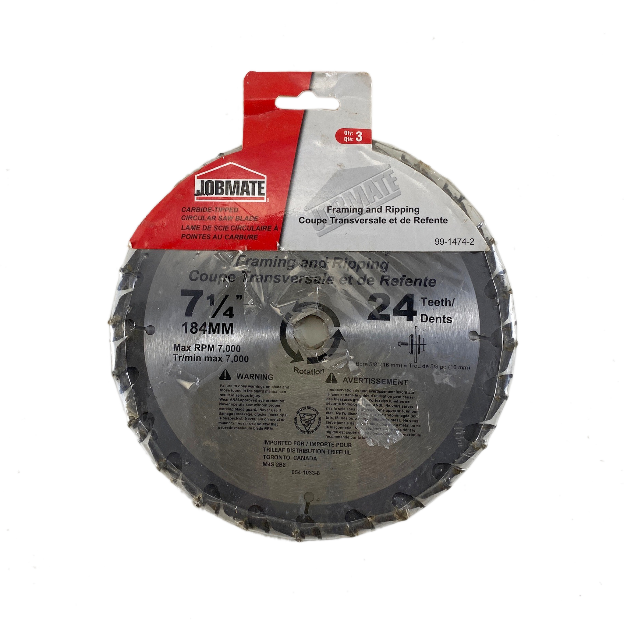 Jobmate Carbide Tipped Circular Saw Blades set of 3 OTL store
