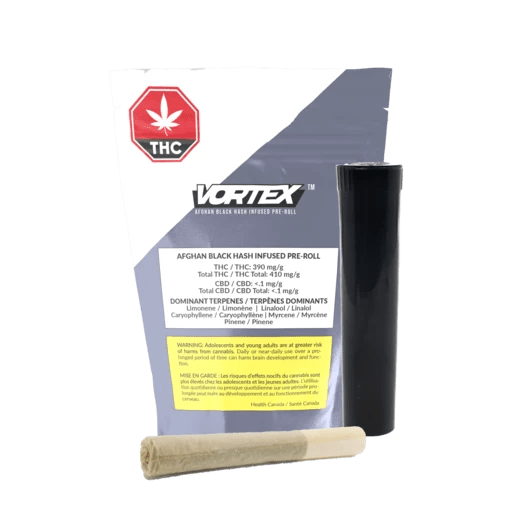 Afghan Black Hash infused Preroll by Vortex 1g The Potherb