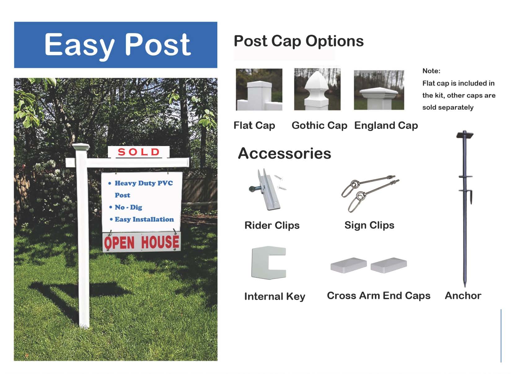 Vinyl Sign Post White 40in Realty Shop