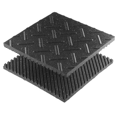 4' x 6' x 3/4" Diamond Plate Top Straight Edge Rubber Mat RAMM