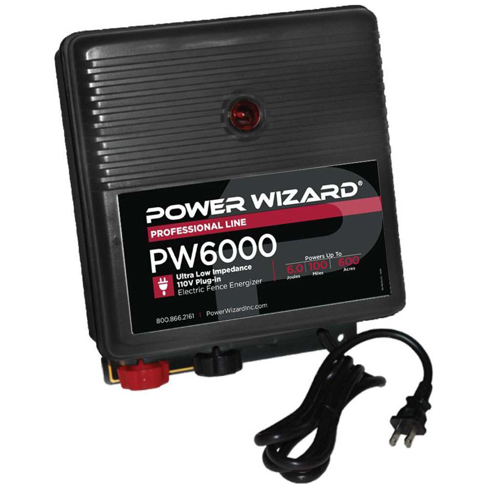 Power Wizard 110V Plugln Fence Charger 6.0 Joules RAMM Horse