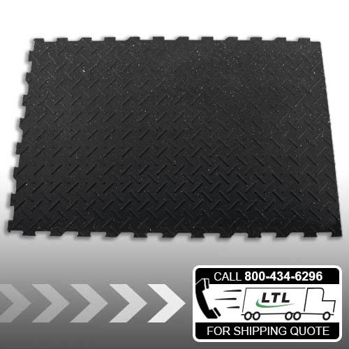 4' x 6' Diamond Plate Top Interlocking Rubber Mat with 4' Flat Side RAMM